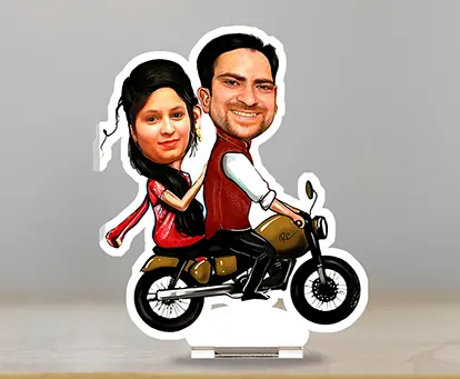 Couple Caricature on Bike
